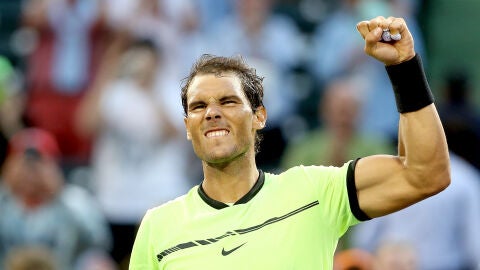 Nadal celebra el triunfo sobre Dudi Sela