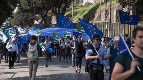 Manifestaci&oacute;n proeuropea en Roma