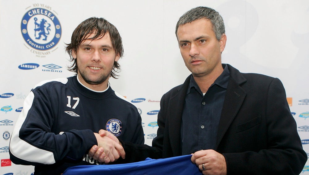 Maniche, con Mourinho en su presentación con el Chelsea