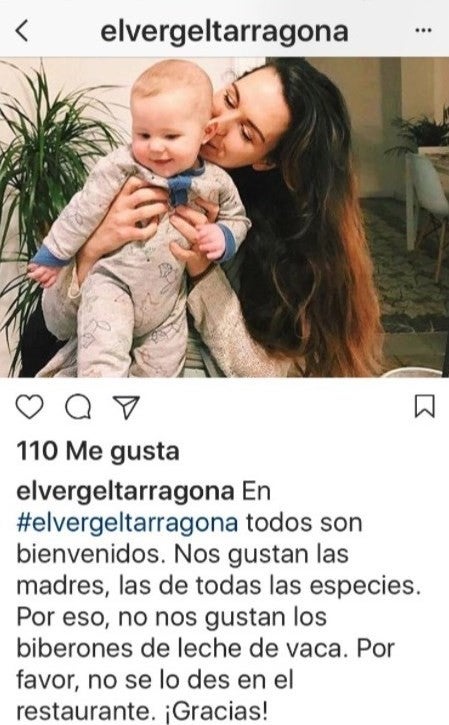 Un restaurante vegano prohíbe a una madre dar el biberón a su hijo por ser leche animal Un restaurante vegano prohíbe a una madre dar el biberón a su hijo por ser leche animal