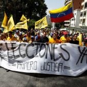 Manifestación opositora en Venezuela
