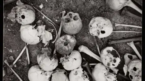 Huesos y calaveras en el suelo Huesos y calaveras en el suelo