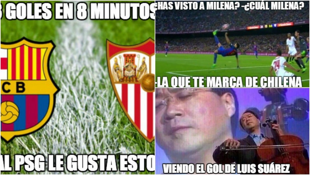 El PSG, Luis Suárez o Sampaoli, protagonistas de los mejores 'memes' del Barcelona - Sevilla El PSG, Luis Suárez o Sampaoli, protagonistas de los mejores 'memes' del Barcelona - Sevilla