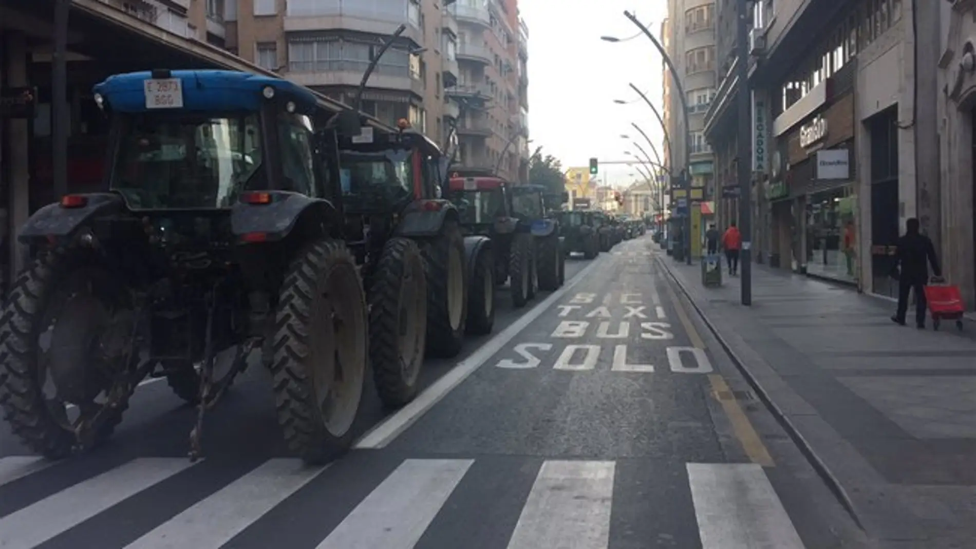 Tractores en el centro de Murcia