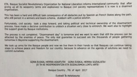 Comunicado de ETA