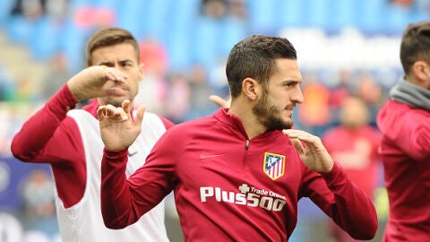 Koke, en un calentamiento del Atl&eacute;tico de Madrid