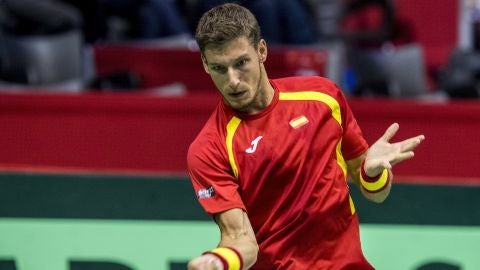 Pablo Carre&ntilde;o durante un partido de la Copa Davis