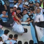 Momento del fallecimiento del hincha de Belgrano. 