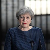 Theresa May, durante el anuncio de adelanto electoral