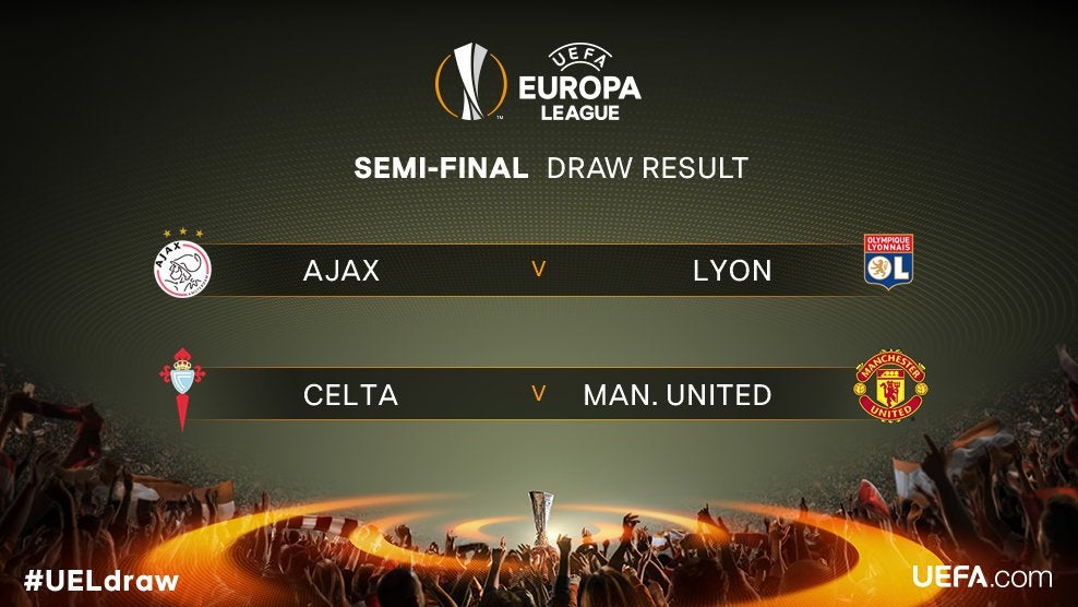 Celta de Vigo - Manchester United y Ajax - Olympique de Lyon, semifinales en la Europa League Celta de Vigo - Manchester United y Ajax - Olympique de Lyon, semifinales en la Europa League