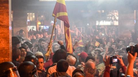 Manifestaci&oacute;n en Macedonia