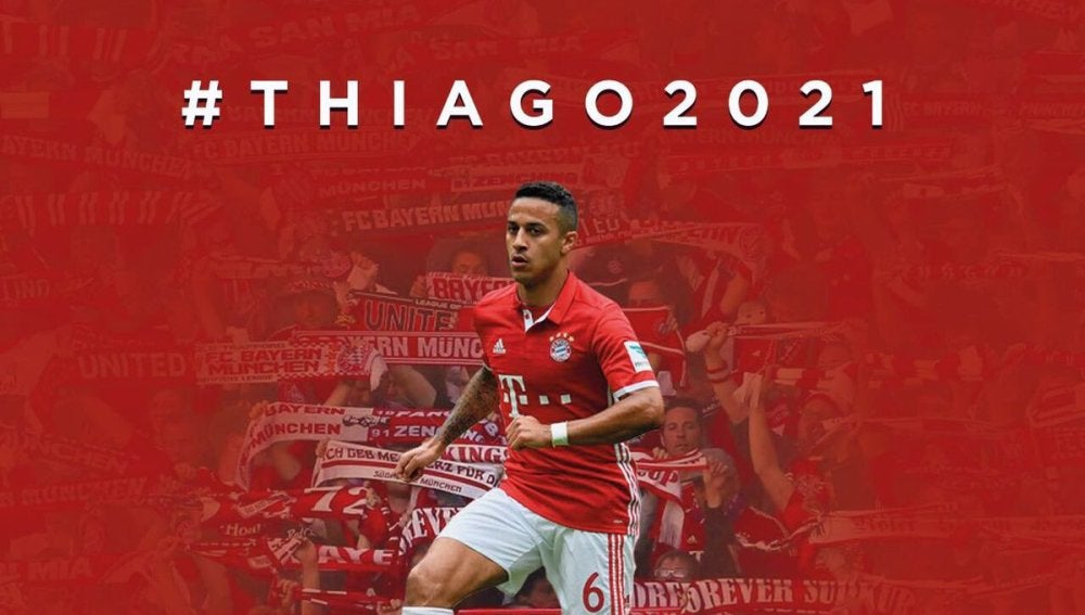 Thiago, del Bayern hasta 2021