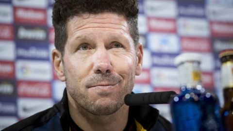 Simeone, durante la rueda de prensa