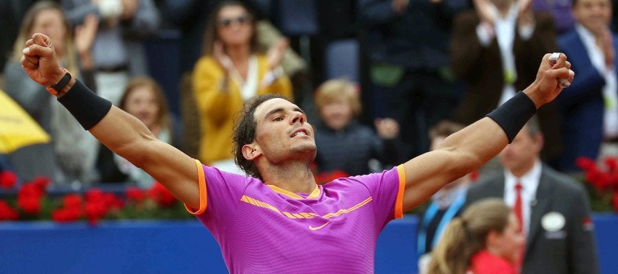 Rafa Nadal celebrando su pase a la final del Conde de Godó Rafa Nadal celebrando su pase a la final del Conde de Godó