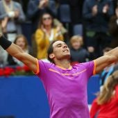 Rafa Nadal celebrando su pase a la final del Conde de Godó