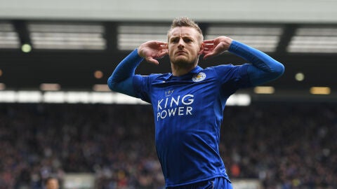 Vardy celebrando el gol del partido