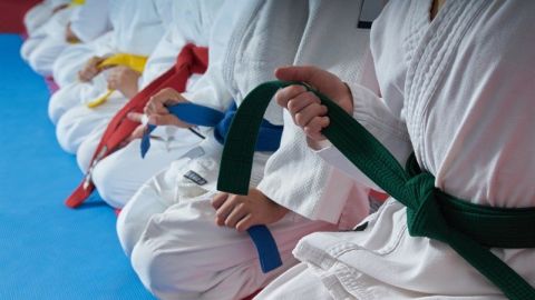 Ni&ntilde;os en una clase de artes marciales
