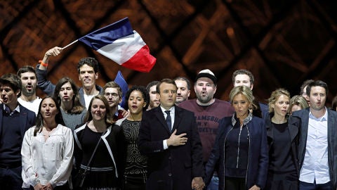 Macron tras ganar las elecciones de Francia