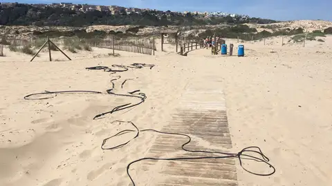 Conduccion de agua de los lavapiés al descubierto en El Altet. Playas