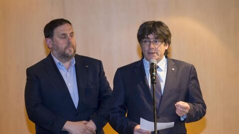 El president, Carles Puigdemont y el vicepresidente, Oriol Junqueras.