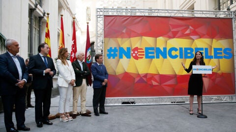 Andrea Levy durante el acto #NoEnCibeles contra Manuela Carmena