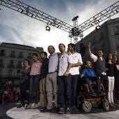 Concentración de Podemos a favor de la moción de censura contra Rajoy