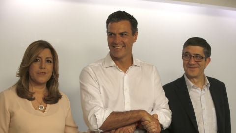 Pedro S&aacute;nchez, Patxi L&oacute;pez y Susana D&iacute;az