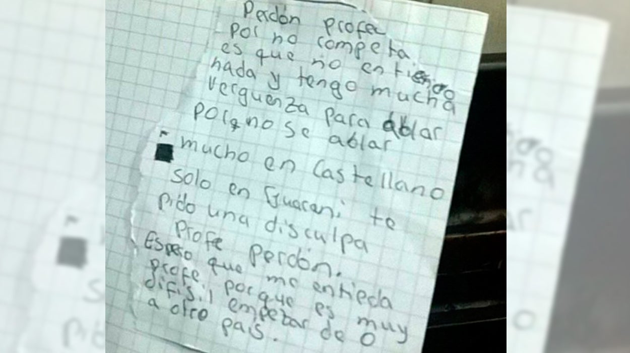La emotiva carta de un niño guaraní que le envía a su profesora por no saber hablar castellano La emotiva carta de un niño guaraní que le envía a su profesora por no saber hablar castellano