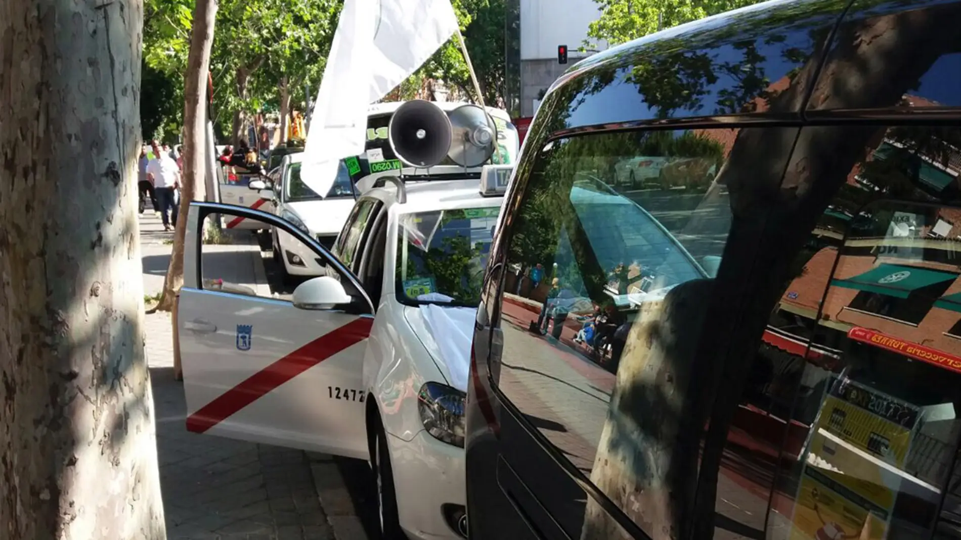 Taxis parados por la huelga en Madrid