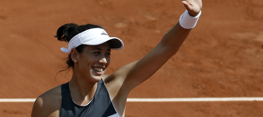 Muguruza saluda tras ganar un partido Muguruza saluda tras ganar un partido