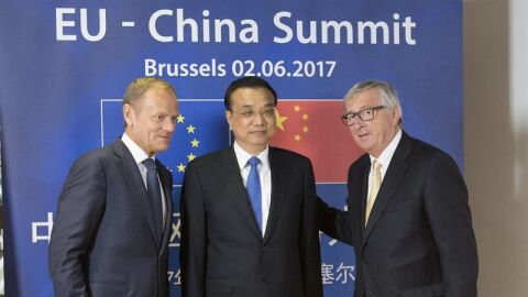 Jean Claude Juncker, Donald Tusk y Li Keqiang