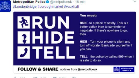 Mensaje de la Polic&iacute;a en Londres
