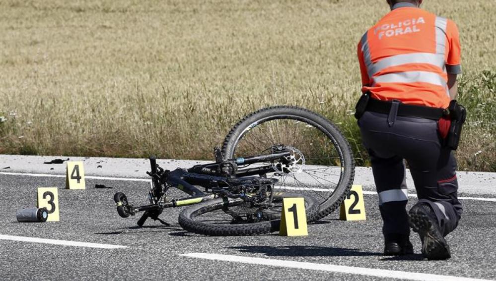 La bicicleta del ciclista fallecido en Navarra