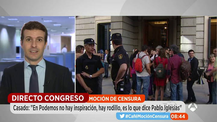 Pablo Casado, sobre la moción de Podemos contra Rajoy: "Les puede salir el tiro por la culata" Pablo Casado, sobre la moción de Podemos contra Rajoy: "Les puede salir el tiro por la culata"