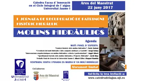 La jornada cuenta con aforo limitado. MOLINOS HIDRÁULICOS