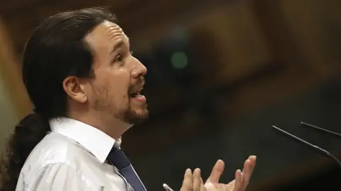 Pablo Iglesias durante su intervención en el debate sobre la moción de censura contra Mariano Rajoy Pablo Iglesias durante su intervención en el debate sobre la moción de censura contra Mariano Rajoy