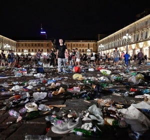 La imagen de la plaza de Turín tras la estampida La imagen de la plaza de Turín tras la estampida