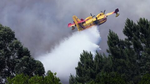 Un avi&oacute;n de extinci&oacute;n combate el fuego en Portugal