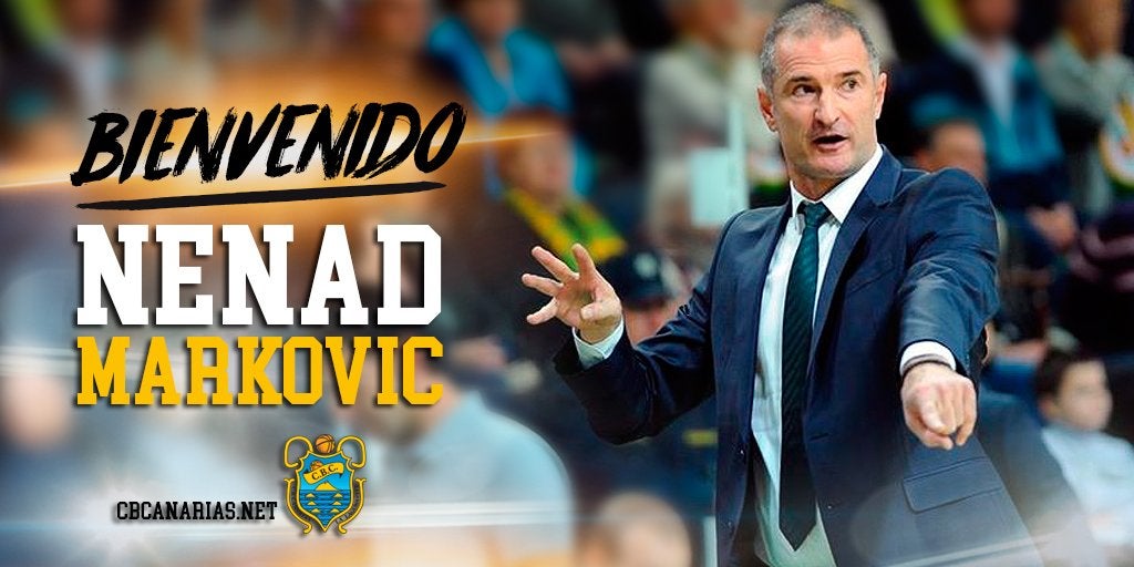 Nenad Markovic coge el testigo de Txus Vidorreta en el banquillo del Iberostar Tenerife Nenad Markovic coge el testigo de Txus Vidorreta en el banquillo del Iberostar Tenerife