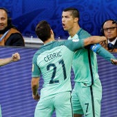 Cristiano Ronaldo celebra su gol, el 0-1 de Portugal ante Rusia