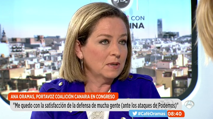 Ana Oramas: "Un amigo me dijo que mi intervención en la moción fue como el gol de Iniesta, hice felices a 30 millones de españoles" Ana Oramas: "Un amigo me dijo que mi intervención en la moción fue como el gol de Iniesta, hice felices a 30 millones de españoles"