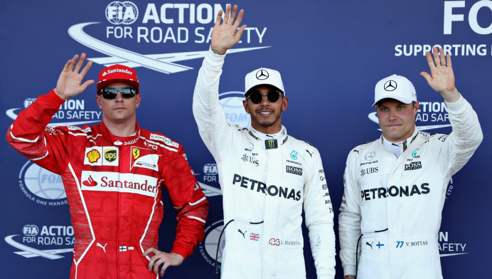 Raikkonen, Hamilton y Bottas