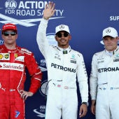 Raikkonen, Hamilton y Bottas