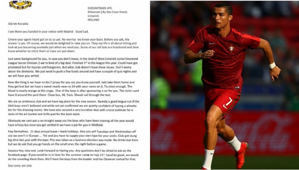 Carta del Shoundtrade a Cristiano Ronaldo
