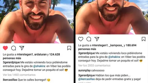 El 'pique' en Instagram entre Piqué y Casillas El 'pique' en Instagram entre Piqué y Casillas