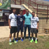 Jony, Raúl Fuster, Monserrate Hernández y Aarón, en la Ciudad Deportiva de Elche.