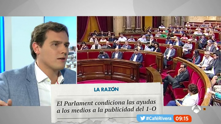 Rivera, sobre las subvenciones de la Generalitat a los medios: “Es una forma de intentar chantajearlos" Rivera, sobre las subvenciones de la Generalitat a los medios: “Es una forma de intentar chantajearlos"
