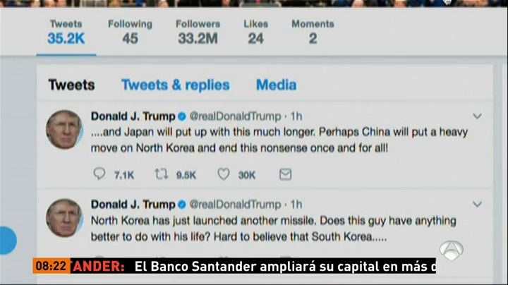 Trump, sobre Kim Jong Un tras el último lanzamiento de un misil: "¿Este tío no tiene nada mejor que hacer con su vida?" Trump, sobre Kim Jong Un tras el último lanzamiento de un misil: "¿Este tío no tiene nada mejor que hacer con su vida?"