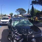 El vehículo de Uber que ha chocado con los dos taxis en Madrid
