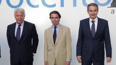 Los expresidentes del Gobierno Felipe Gonz&aacute;lez, Jos&eacute; Mar&iacute;a Aznar y Jos&eacute; Luis Rodr&iacute;guez Zapatero